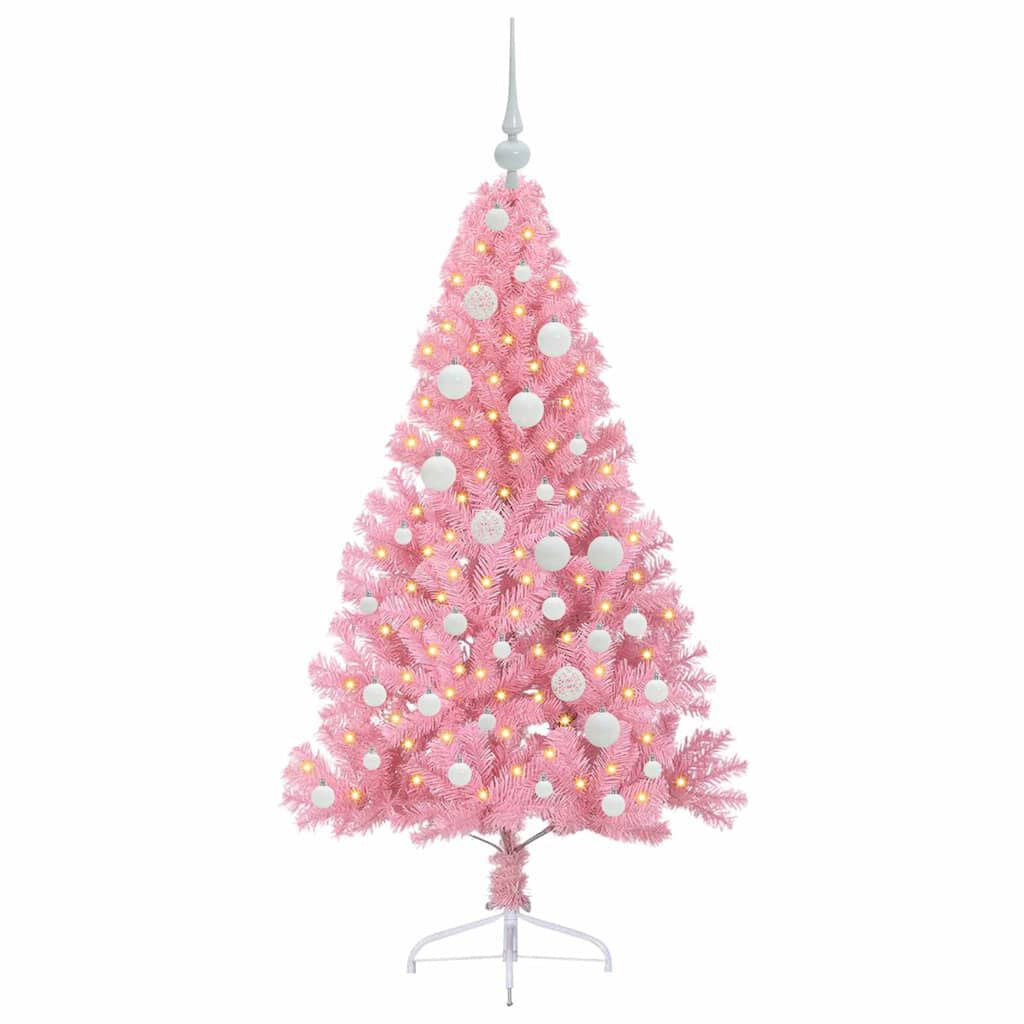 Künstlicher Vorbeleuchteter Weihnachtsbaum Rosa 120 Cm PVC