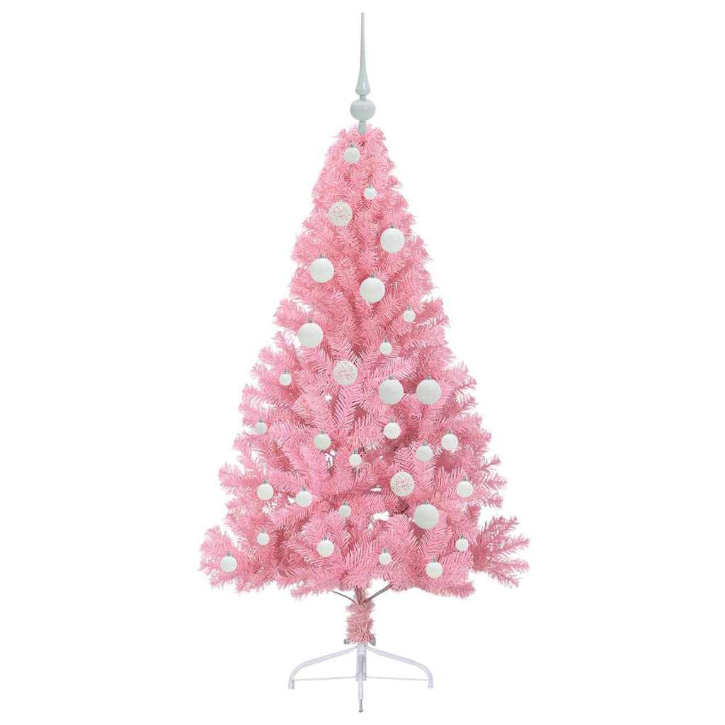 Künstlicher Vorbeleuchteter Weihnachtsbaum Rosa 120 Cm PVC