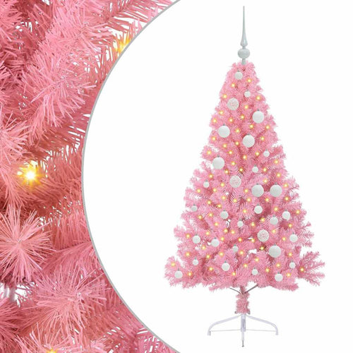 Künstlicher Vorbeleuchteter Weihnachtsbaum Rosa 120 Cm PVC
