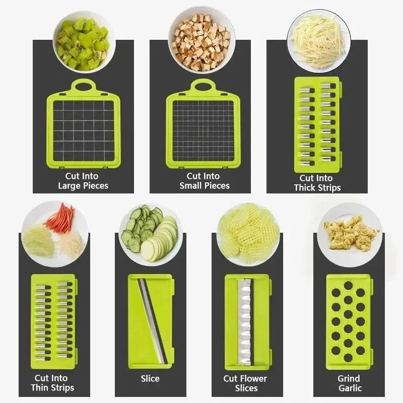 14/16 in 1 Multifunctional Vegetable Chopper Grate Food Handle Food Chopper Vegetable Slicer Dicer Cut Kitchen Items Cocina