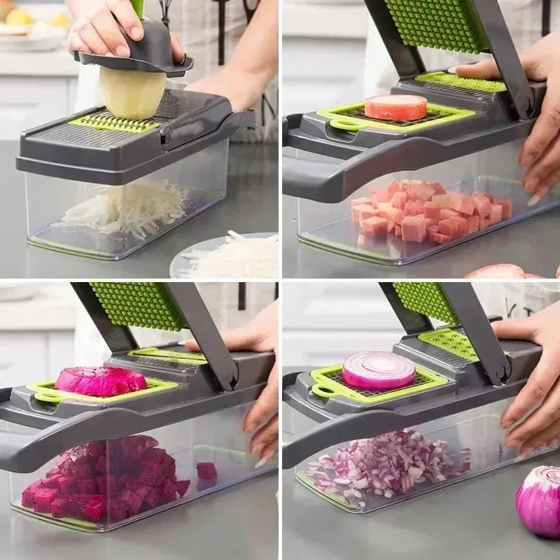 14/16 in 1 Multifunctional Vegetable Chopper Grate Food Handle Food Chopper Vegetable Slicer Dicer Cut Kitchen Items Cocina